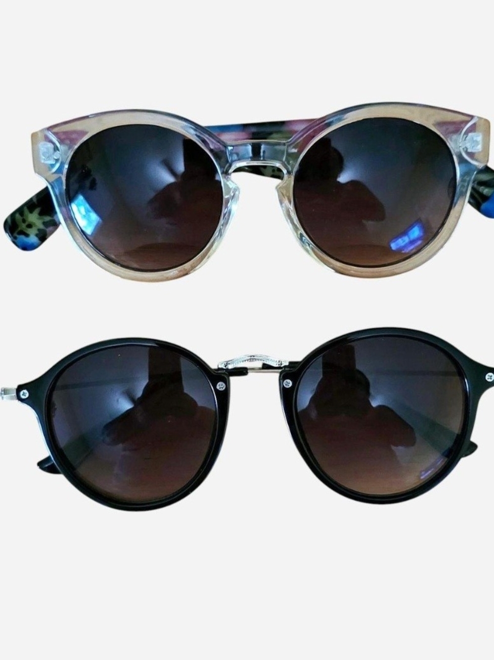 Madden Girl Clear & Floral Sunglasses & Black & Silver Sunglasses, Sunnies